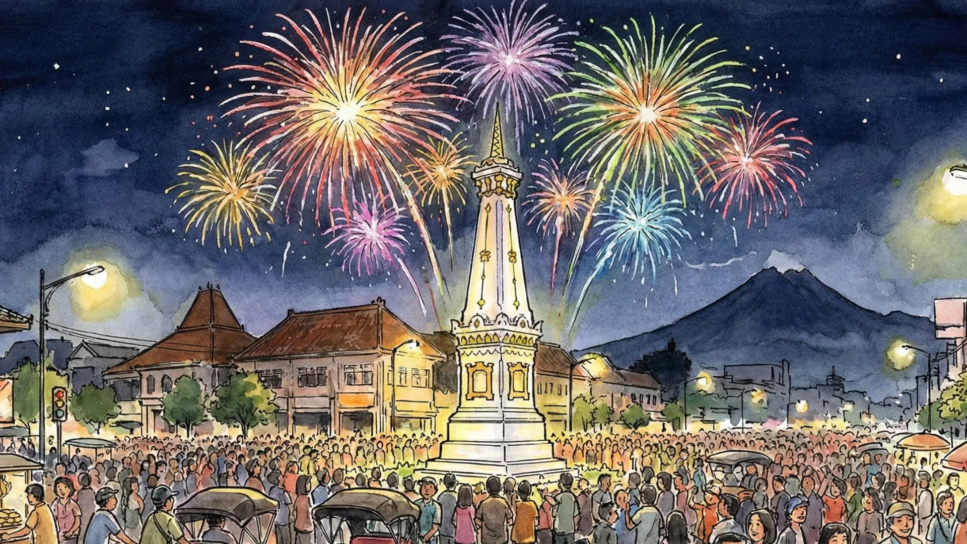 Bukan Cuma Tugu, Ini Spot Rahasia Nonton Kembang Api 2026 di Jogja Tanpa Tiket