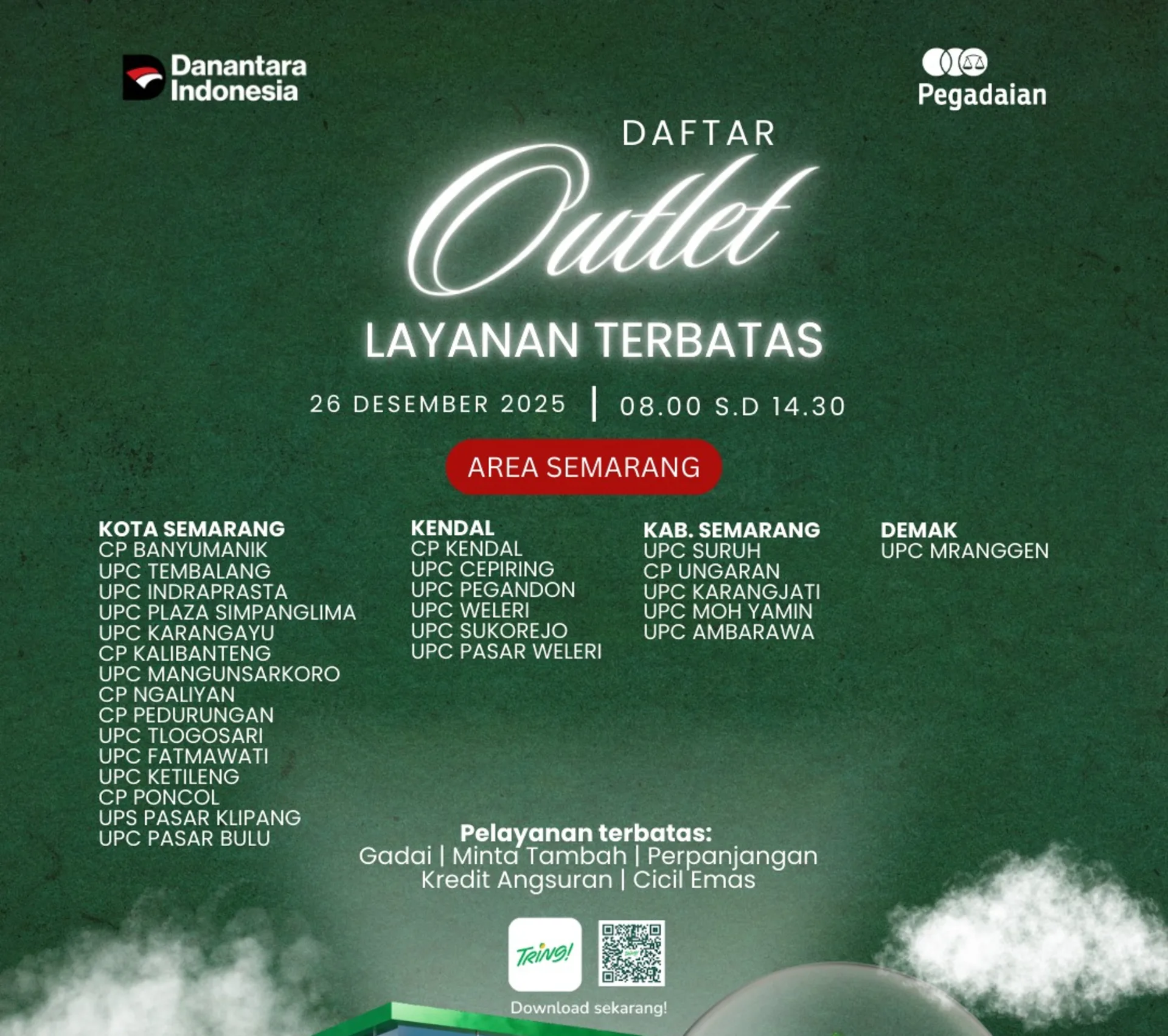 Jadwal Operasional Pegadaian selama Nataru 2025: Tanggal 26 Buka atau Tidak?