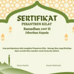 Desain Sertifikat Pesantren Kilat 2026: Link Download Gratis Canva di Sini