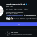 Akun IG Persiba Bantul di-private oleh pelaku peretasan setelah sebelumnya unggah konten penipuan bermodus tebus murah.