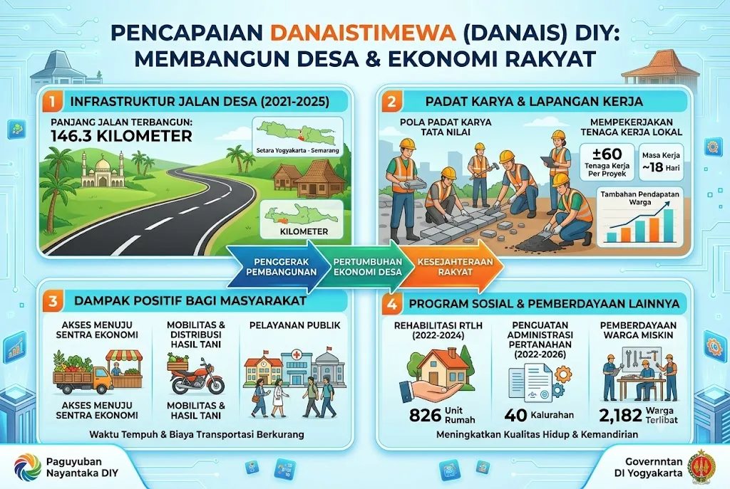 Realisasi Danais DIY Bangun Jalan Desa Sepanjang 146,3 Km Berbasis Padat Karya, Dorong Ekonomi Kalurahan